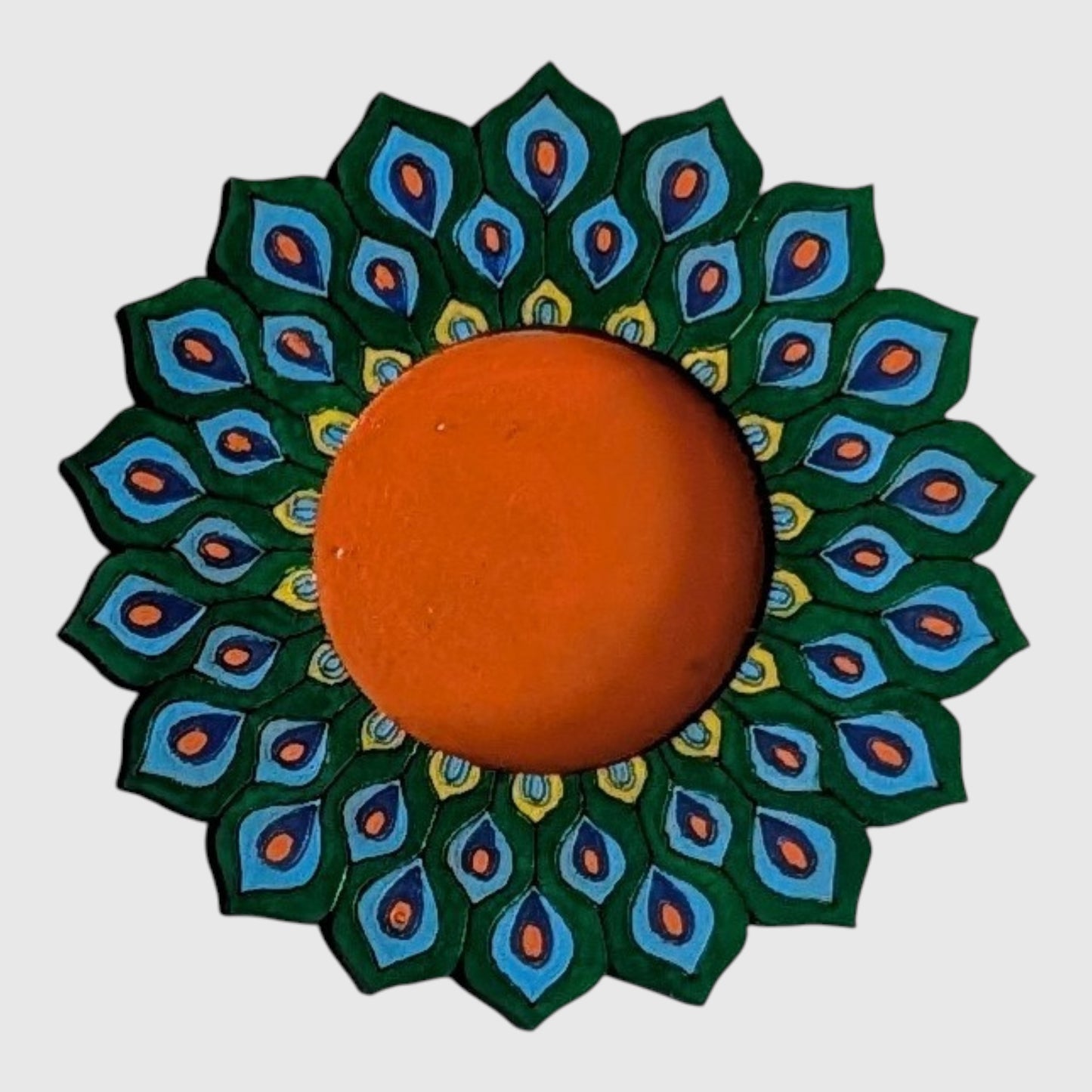Peacock Print Tea Light Holder