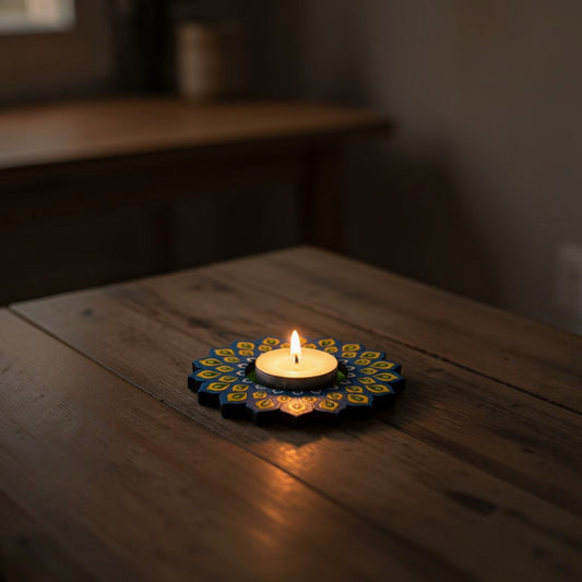 Peacock Print Tea Light Holder