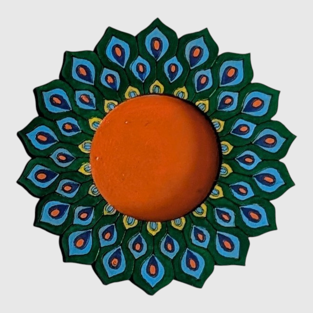 Peacock Print Tea Light Holder